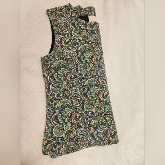 Anthropologie Sleeveless Paisley Top Blouse Preppy Green Size XL - Picture 9 of 14